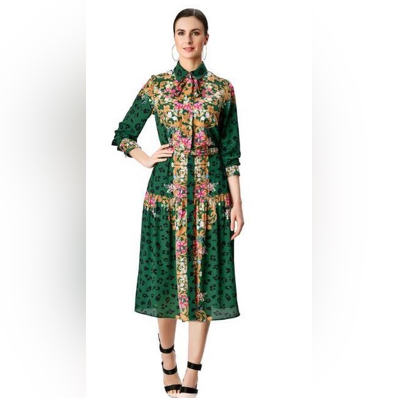 NWOT eshakti Wayward Fancies green leopard dress - Picture 1 of 8